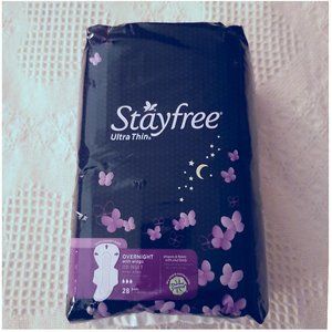 28 pk Stayfree Ultra Thin, Overnight Pads w/ Wings